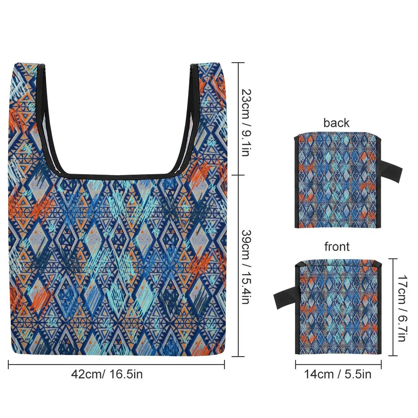 Customized Printed Shopping Bag Foldable Food Bag Aesthetic Bags Ethnic Exoticism Tote Casual Woman Grocery Bag One Size