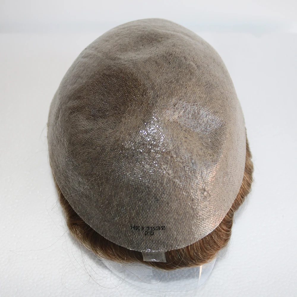 Men's Toupee Human Hair Capillary Prosthesis System Wigs Natural Hairline 0.02mm Super Thin Skin Base 80~90% Density Grey human hair toupee