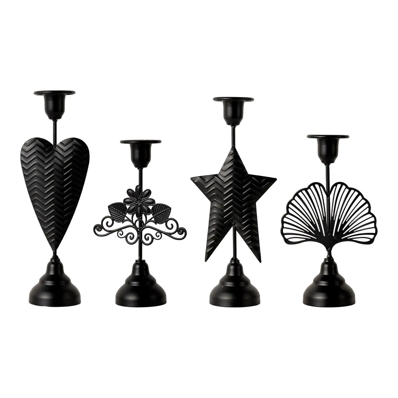 Black Iron Conical Candle Holder Centerpiece Table Decoration Bedroom Decorative