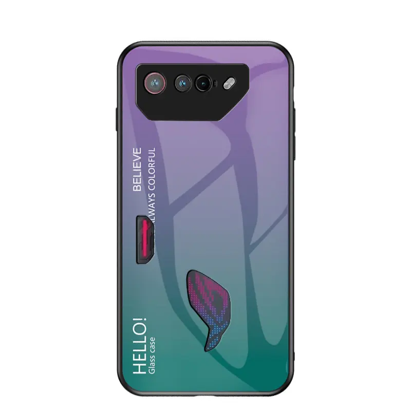 Gradient Tempered Glass Back Cover Hard Phone Case Protector