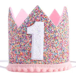 Rainbow Unicorn Felt Birthday Crown Party Decor for Kids and Baby Showers (Colorful 1)