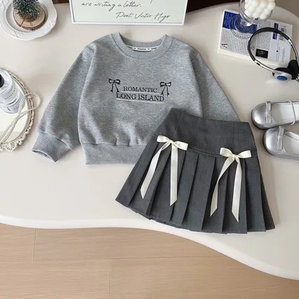 Baby Girls Outfits Toddler Boutique Clothes Suit Fall Kids Clothing Korean Fashion Children Sweatshirts Skirts Two Piece Sets