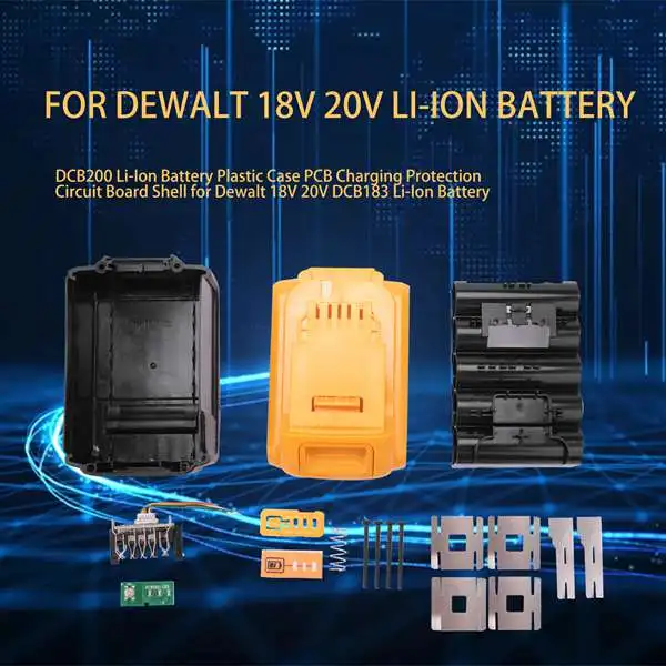 DCB200 Li-ion Battery Plastic Case PCB Charging Protection Circuit Board  Box Shell for Dewalt 18V 20V 9Ah DCB183 Label Housings (3 Layer 15 Hole)