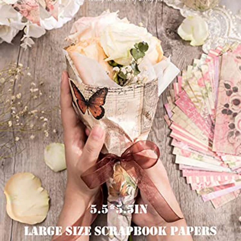 NEW-120 Pcs Deco Papers For Scrapbooking, 5.5X5.5Inch Vintage Decoupage Paper Junk Journal Supplies