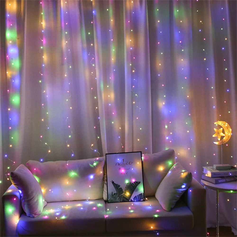 3M LED Curtain String Lights Garland USB Fairy Lights Festoon With Remote For Room Window Bedroom New Year Christmas Decoration