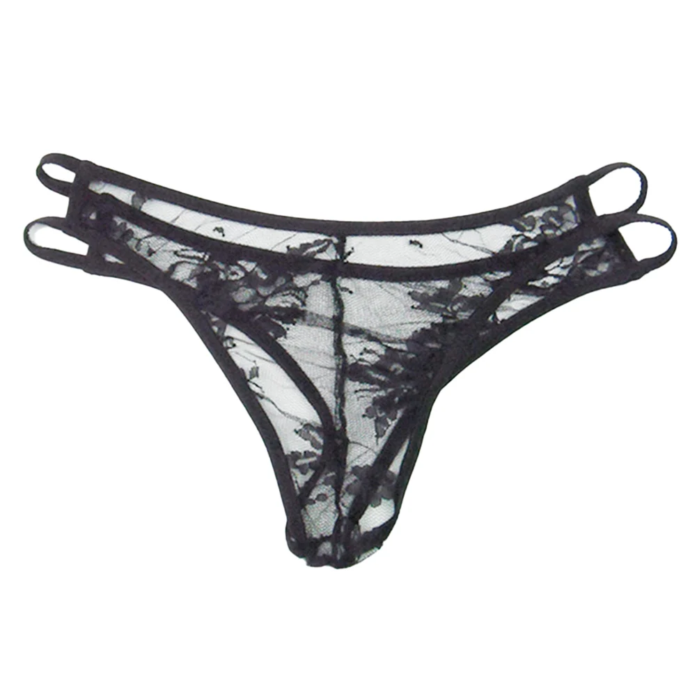 

Men Sexy Underwear Lace Rose Low Waist G-String Thong See Through Ultra Thin Panties Transparent Briefs Sensual Male Underpants