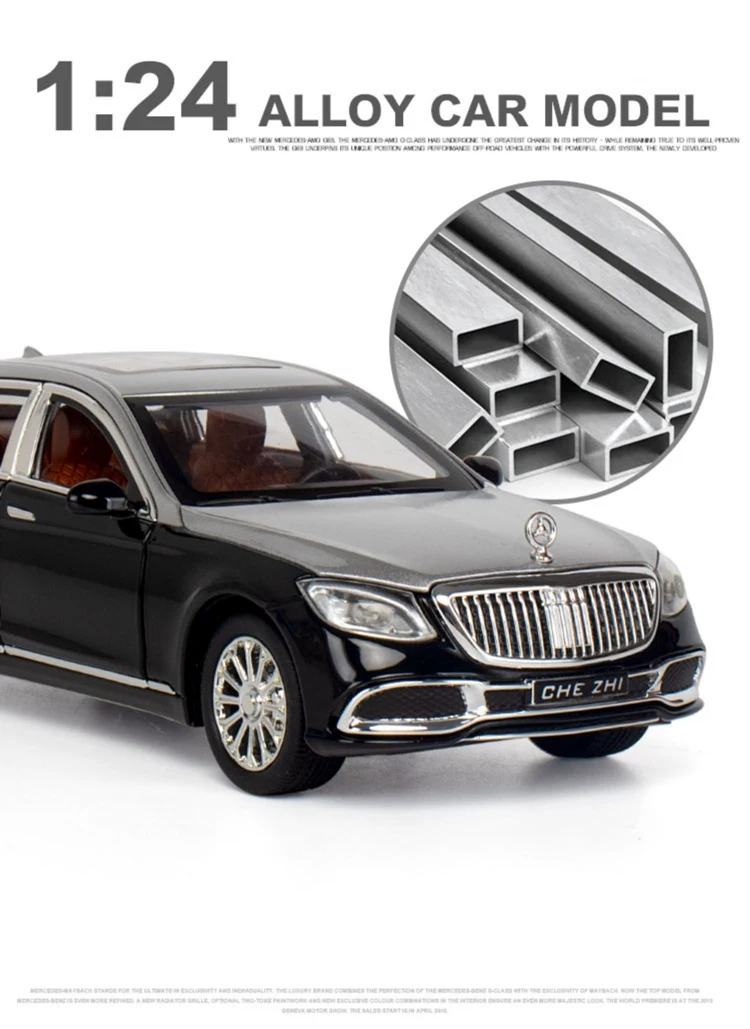 1:24 Mercedes Benz Maybach S600 Alloy Luxy Car Model Diecast Toy