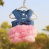 Dog Princess Dresses Puppy Bow Knot Dress Pet Tutu Dresses Striped Mesh Puppy Cat Princess Summer Dresses for Small Medium Cat 6