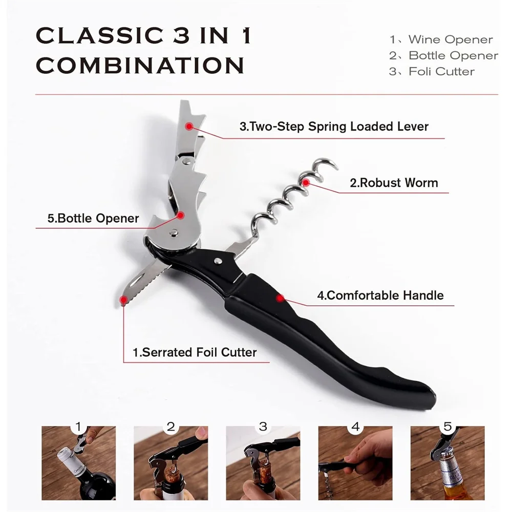 Multifunctional 5-in-1 Bottle Opener Can Ring Pull Bottle Opener Beer Set Wine Bottle Cap Outdoor Party Bar Tools Kitchen Accessor