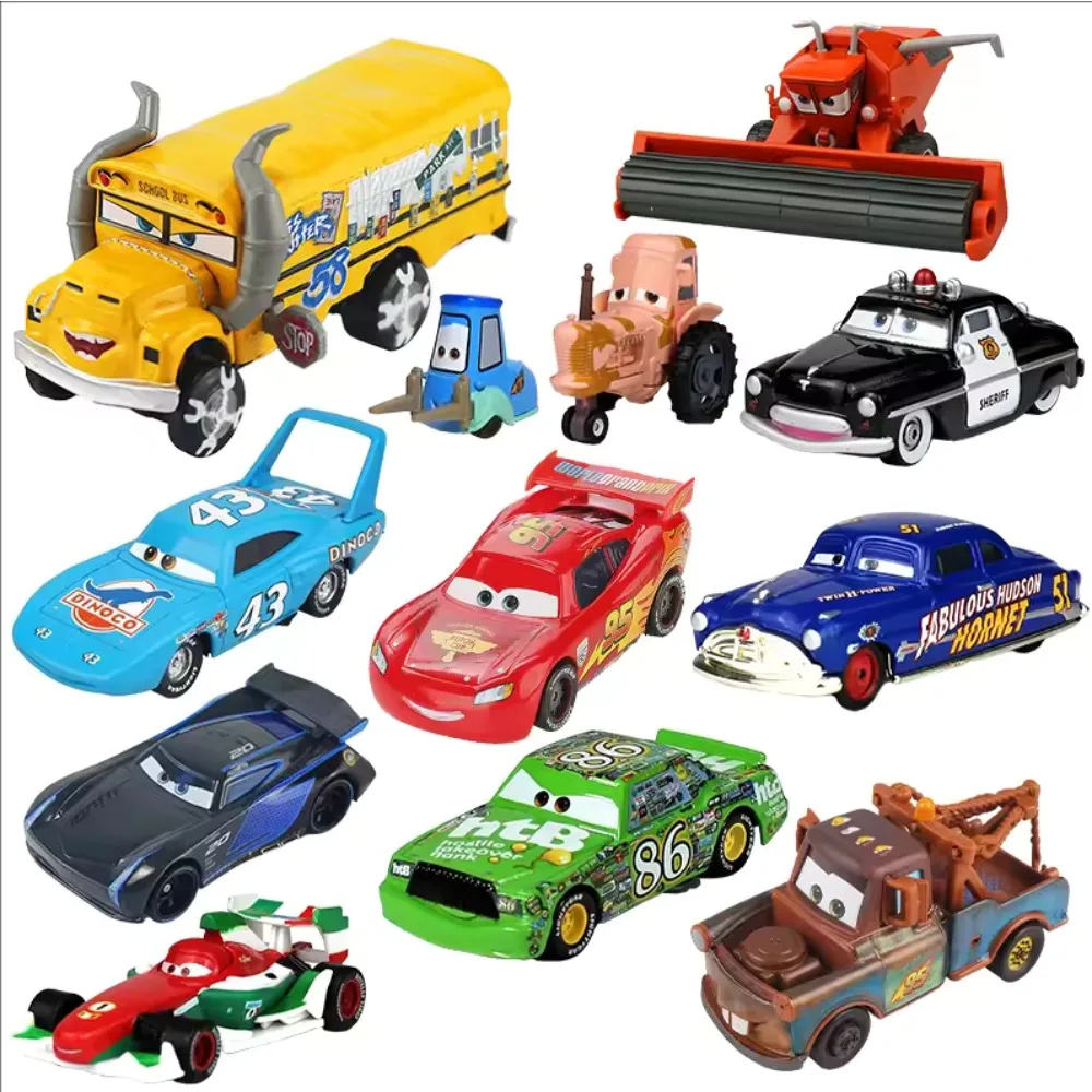 2025 Disney PixarCars 3 Toys Lightning Mcqueen Race Div Fritter Miss Frank Collection 1:55 Diecast Metal AlloyModel CarToy Gifts