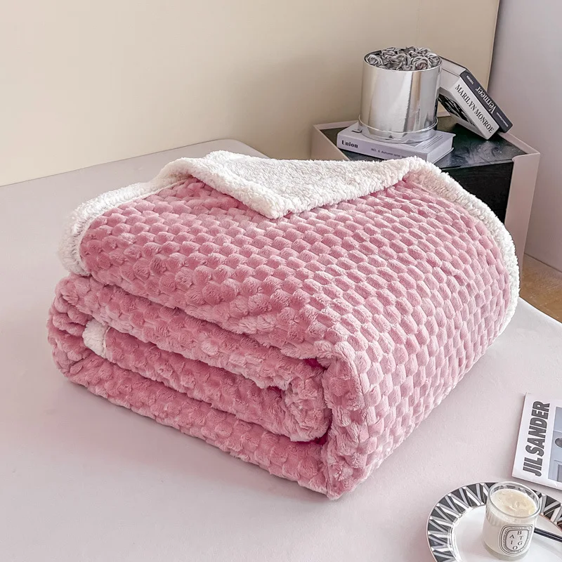 

Thickened turtle wool lamb fleece blanket flannel coral fleece nap blanket office cover single solid color blanket