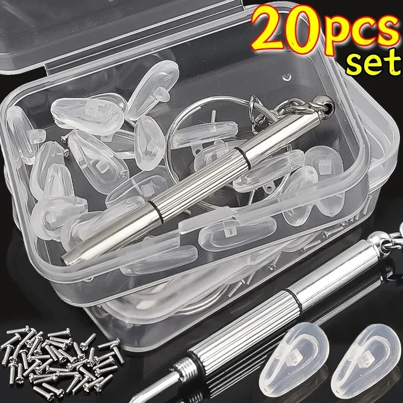 안경 코 패드(스크류드라이버 포함) DIY 부드러운 실리콘 에어 챔버 안경 교..