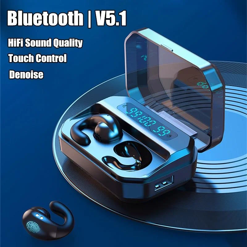 

2023 NEW Bone Conduction Earphone Bluetooth Ear Clip on Ear Earring Wireless Headphones Sports Headsets Ear Hook with Mic