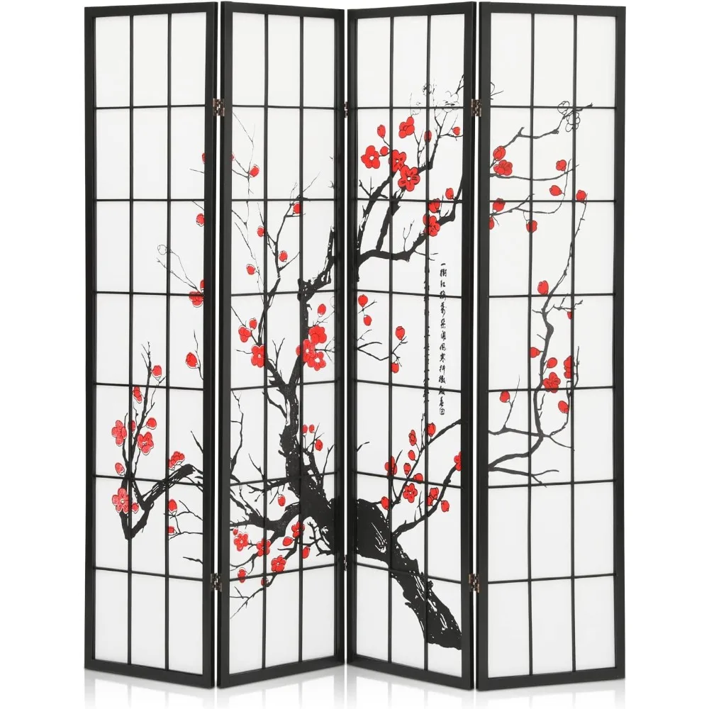 

Room Divider 4-Panel Screen Room Divider 5.7ft Plum Blossom Folding Temporary Wall Partition Free Shipping Home Decor Garden