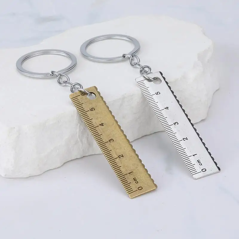 2PCS New Stainless Steel Mini Ruler With Keychain - Measuring Tool For Office And School Supplies (Anti-loss Measuring Ruler)