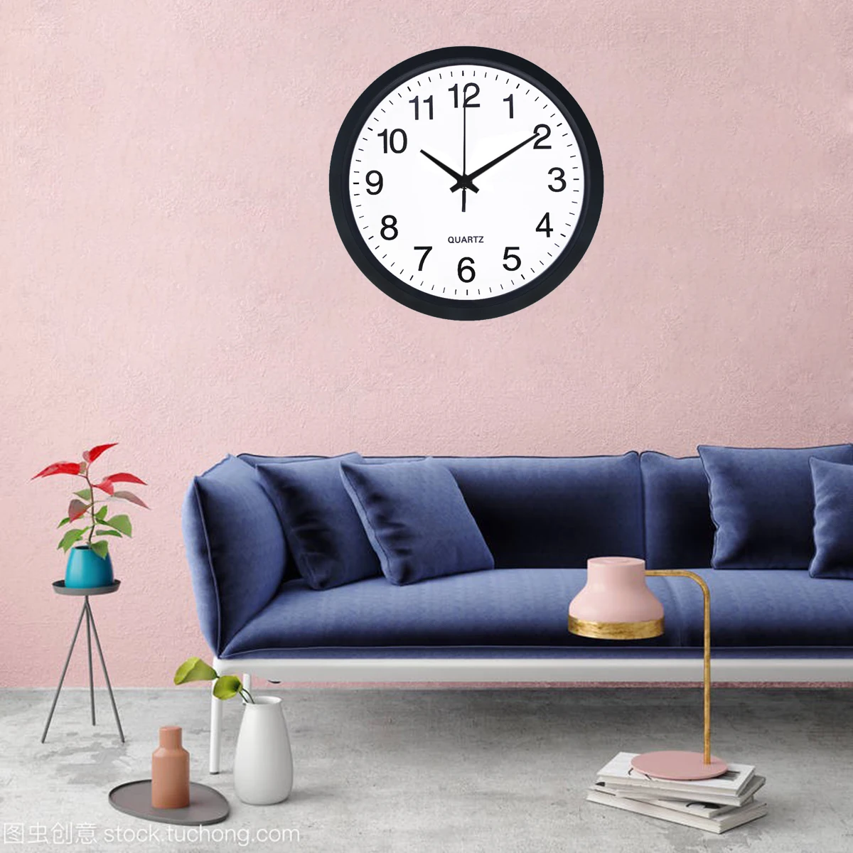 

Silent Wall Clock Embossed Scale Round Battery Powered Plastic Quartz Wall Clock Living Room Bedroom Decoration