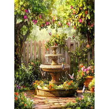 GatyzQuantité-Peinture par numéros avec paysage de fontaine pour enfants et adultes, peinture peinte à la main, kits de mer bricolage, dessin sur toile, décoration d'intérieur 1