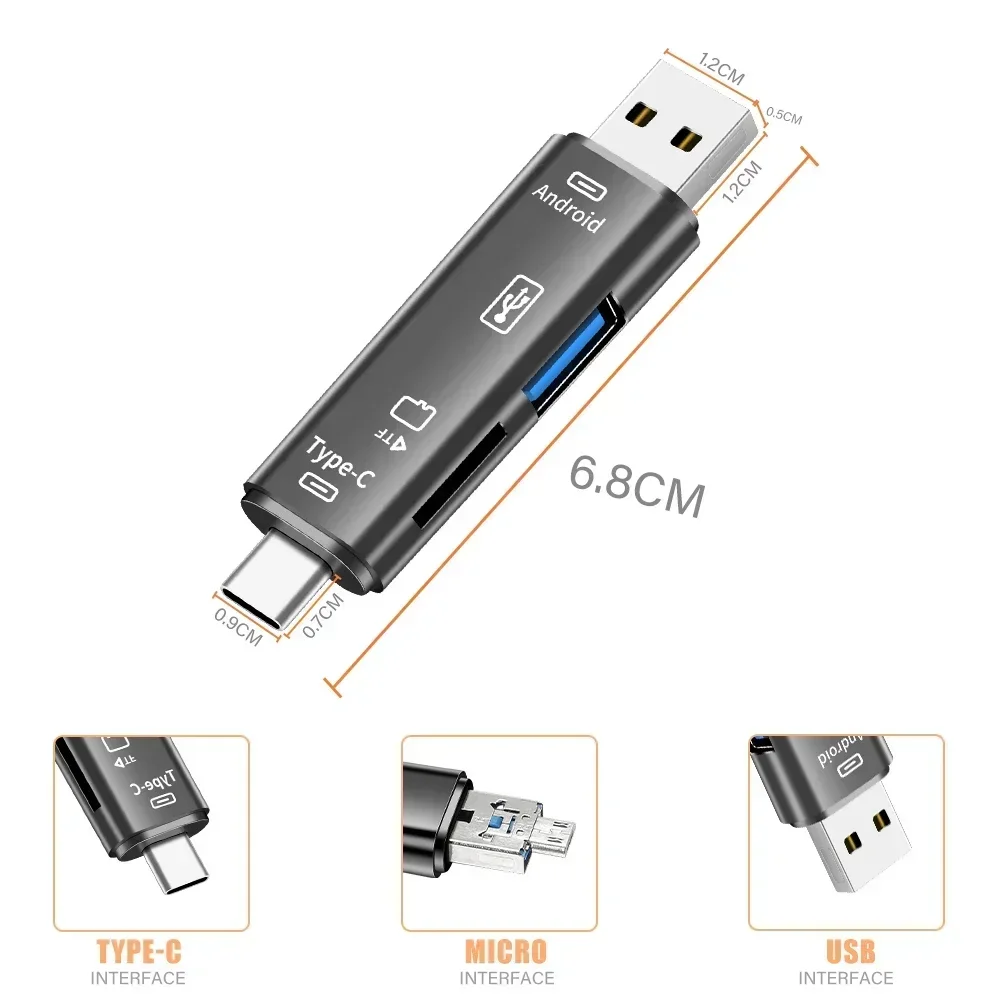 6 in 1 다기능 카드 리더기 외장 스토리지 블랙 스트레치 메모리 스틱 USB 3.0 미니 메모리 카드 또는 5 in 1 카드 리더기