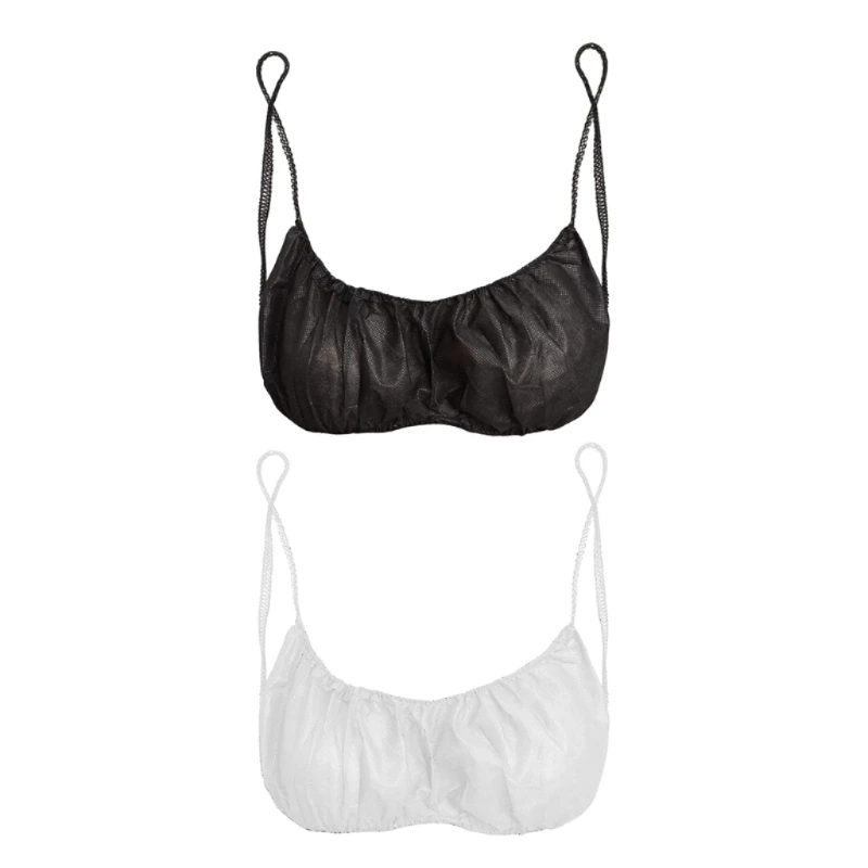 50Pcs Women Disposable Bras Elastic Strap Spa Top Underwear Non-woven Brassieres 6