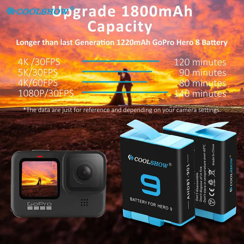 Chargeur et Batteries pour GoPro Hero 8/9/10/11 - Lot de 1 à 4
