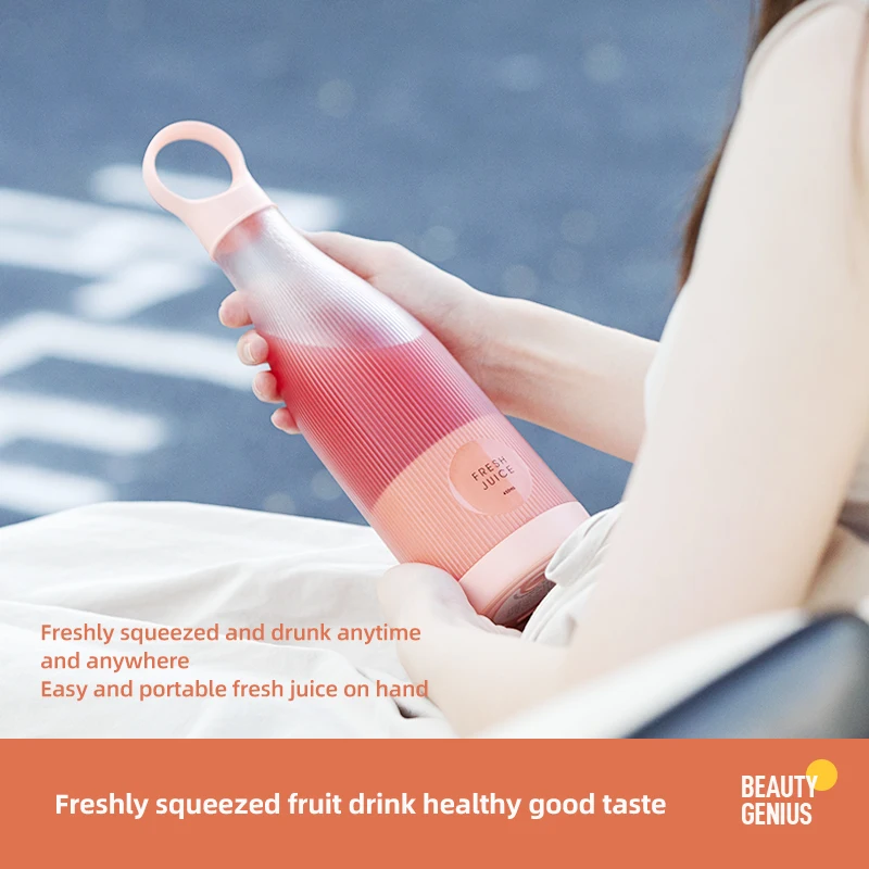 Fresh Juice - Smoothie Maker mixeur 350ml portable blender avec station de  charge à induction USB - Rose