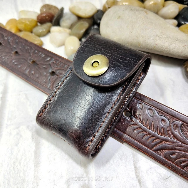 Blongk Thin Key Bag Genuine Leather Drawstring Key Holder Mini Key