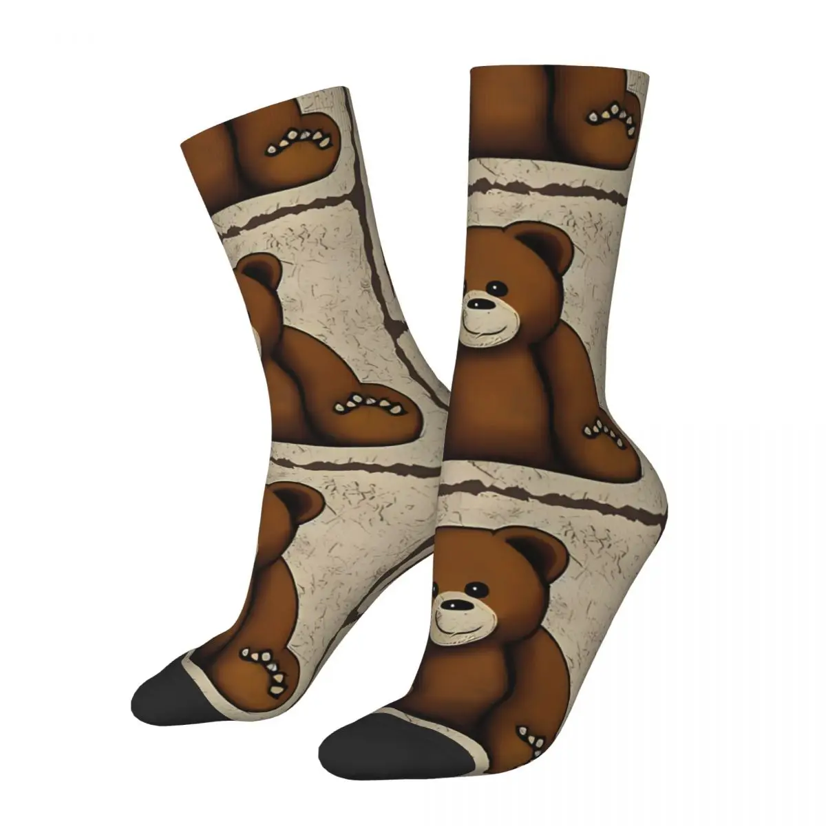 

Funny Happy Sock for Men Cute Vintage Teddy Bear Quality Pattern Printed Crew Sock Casual Gift