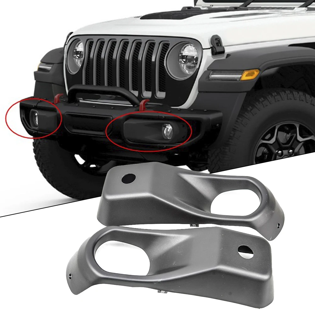 1-Pair Front Bumper Fog Light Lamp Cover Cap For JEEP-Wrangler JL 2018+ ABS Fog Lamp Bezel Frame Left-Right Car Accessories