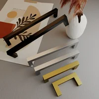 สแควร์เฟอร์นิเจอร์ฮาร์ดแวร์สีดําตู้สแตนเลสสตีลลูกบิดประตูตู้ตู้เสื้อผ้าลิ้นชักดึง 3