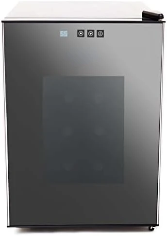 

WC-201TDa Thermoelectric Wine Fridge, Freestanding Wine Cooler Refrigerator With Glass Door, Gray, 20 Bottle Capacity Mini deep