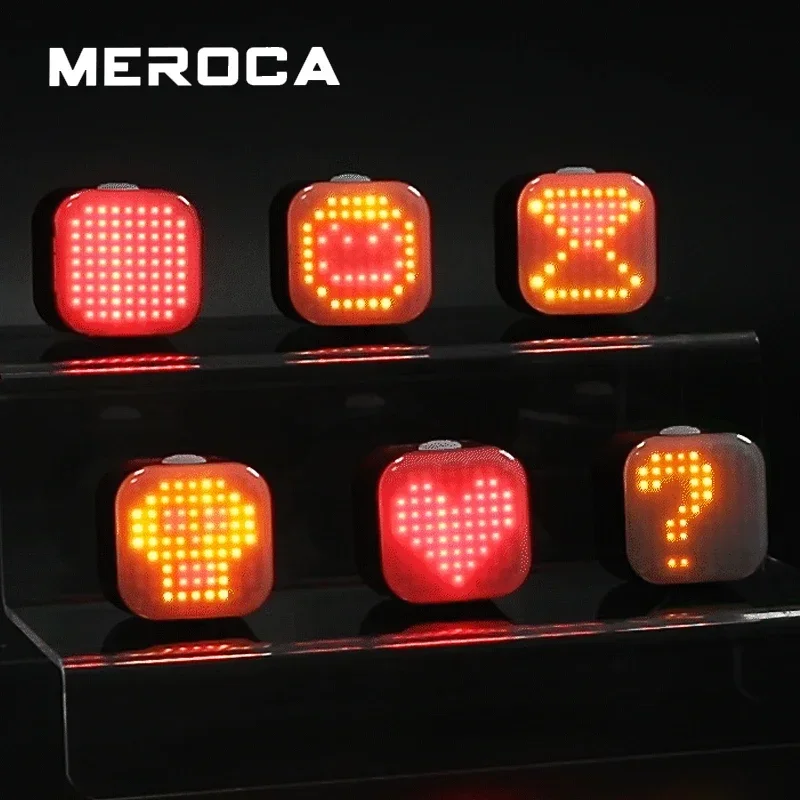 

MEROCA Smart Taillight 13 Modes Expression Bicycle Rear Tail Light Brake Sensing Night Riding Warning Lamp MTB Bike Accessories