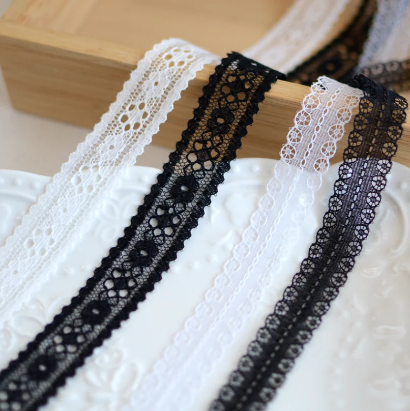 White Black Lace Ribbon Sewing Accessories Thin Embroidered Lace Trim Embroidery DIY Apparel Fabric Decoration 10 Meters lace ribbon lace sewing accessories