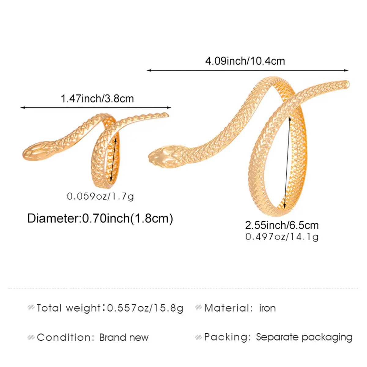 Punk Snake Jewelry Set for Women Snake Cuff Bracelet & Rings