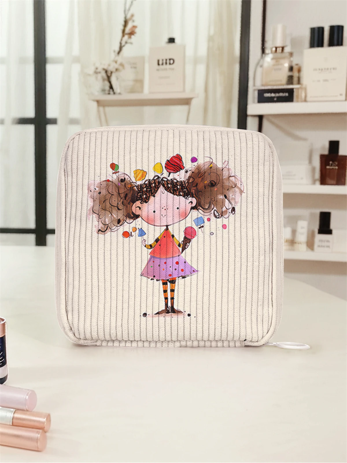 Girl pattern printed sanitary napkin storage bag, women's lightweight tissue bag, sanitary tissue bag