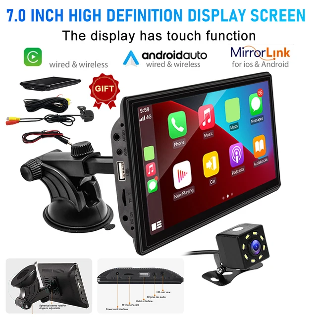 7.0 Inch Carplay Auto Car Radio 5.0 Bluetooth MP5 Player WiFi FM Radio HD Display Multimedia Video Player LED Camera Car Monitor