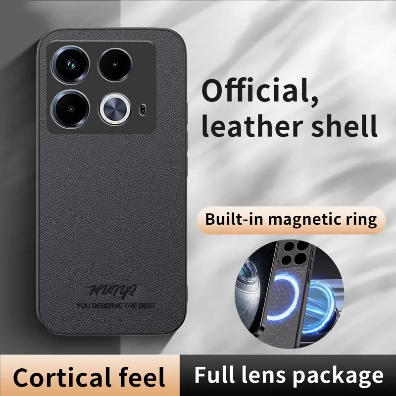 Luxury Leather Magnetic Wireless Charging Case - Premium Protection Cover