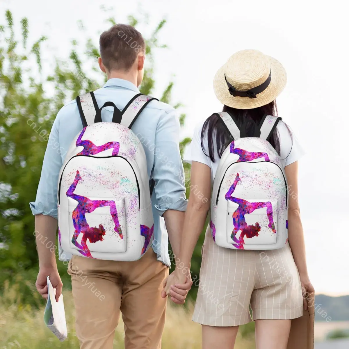 Gymnastics Girl Backpack Teen Gift Watercolor Gymnastics Hiking Backpacks Teen Fashion School Bags Design Soft Rucksack