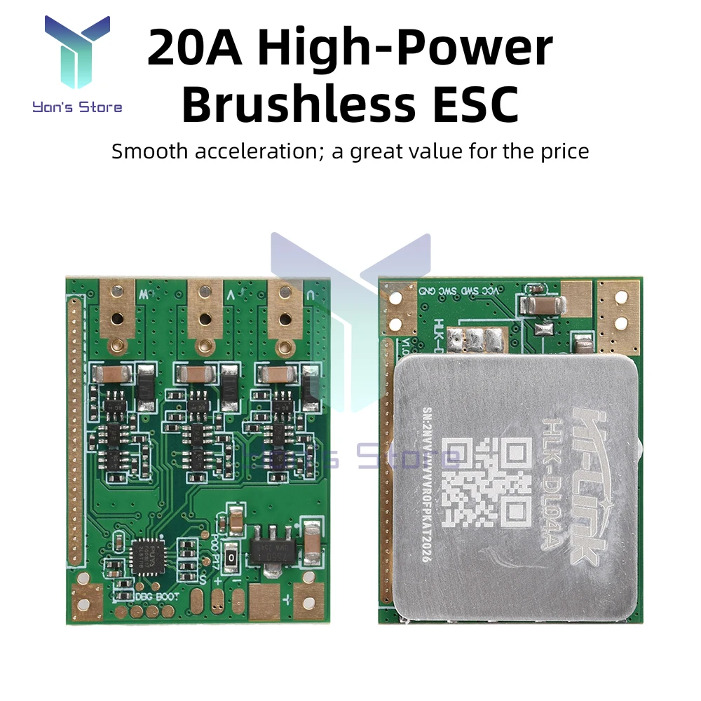 ESC 20A 12V pour micro moteur brushless, contrôleur PWM compact avec dissipateur thermique