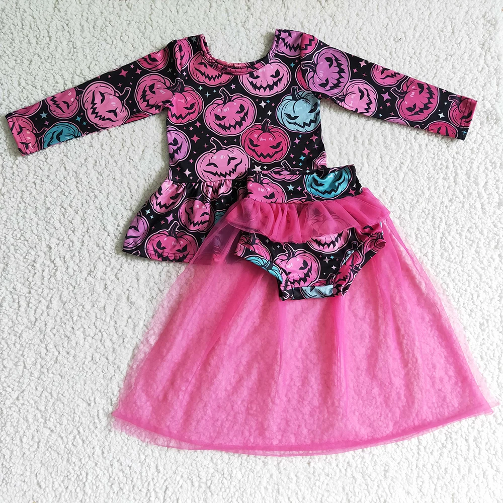 

Halloween Toddlers Girls Clothes Bummies Set Pumpkin Print Boutique Baby Clothing tutu Bummie Outfits 0-6years Wholesale