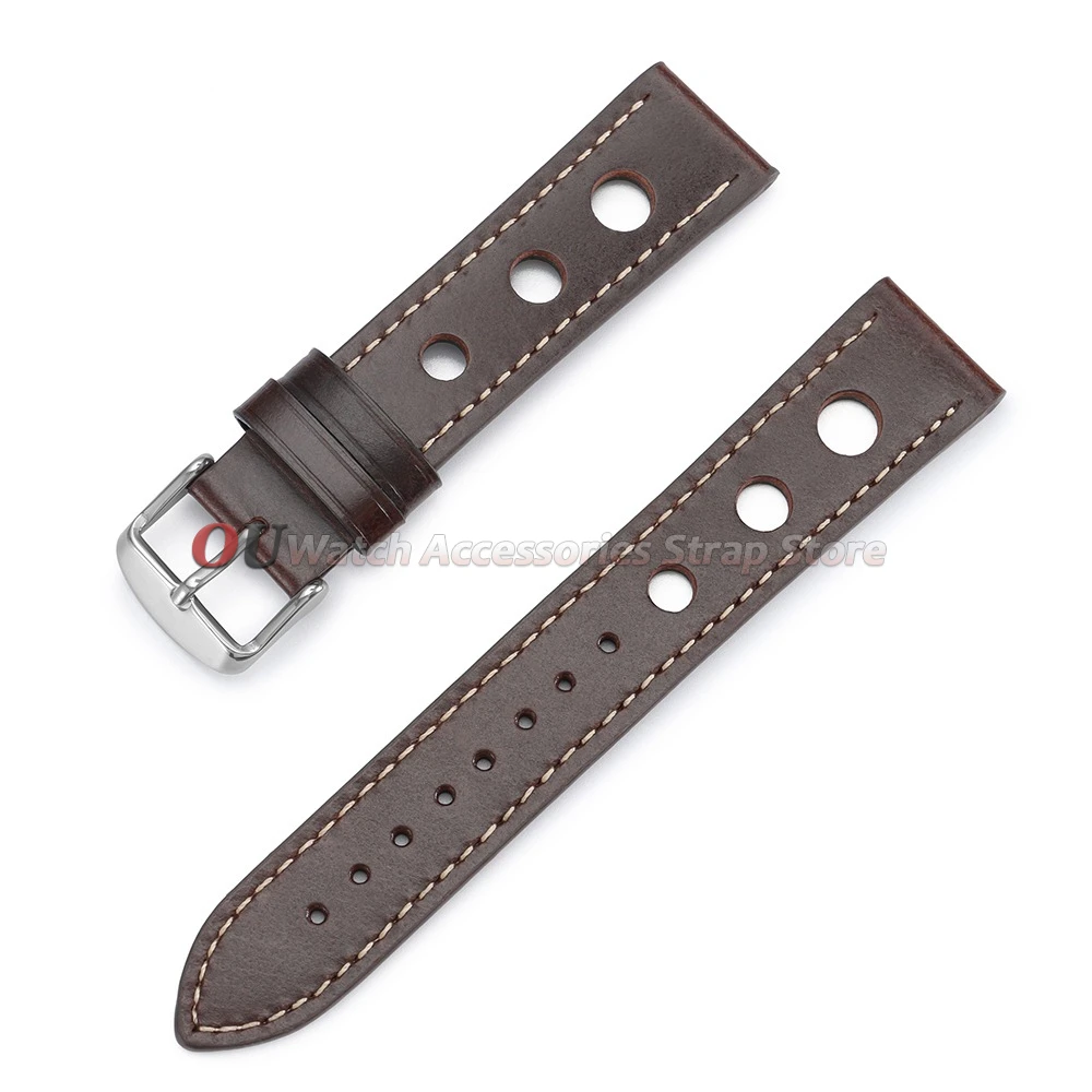 Vintage Leather Breathable Watch Strap - 20mm/22mm Cowhide Sport Bracelet