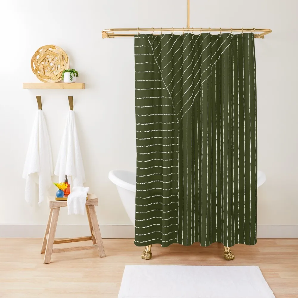 

Lines (Olive Green) Shower Curtain Bathroom Accessorys Bathroom Accessories Shower Bath Curtain Bathroom