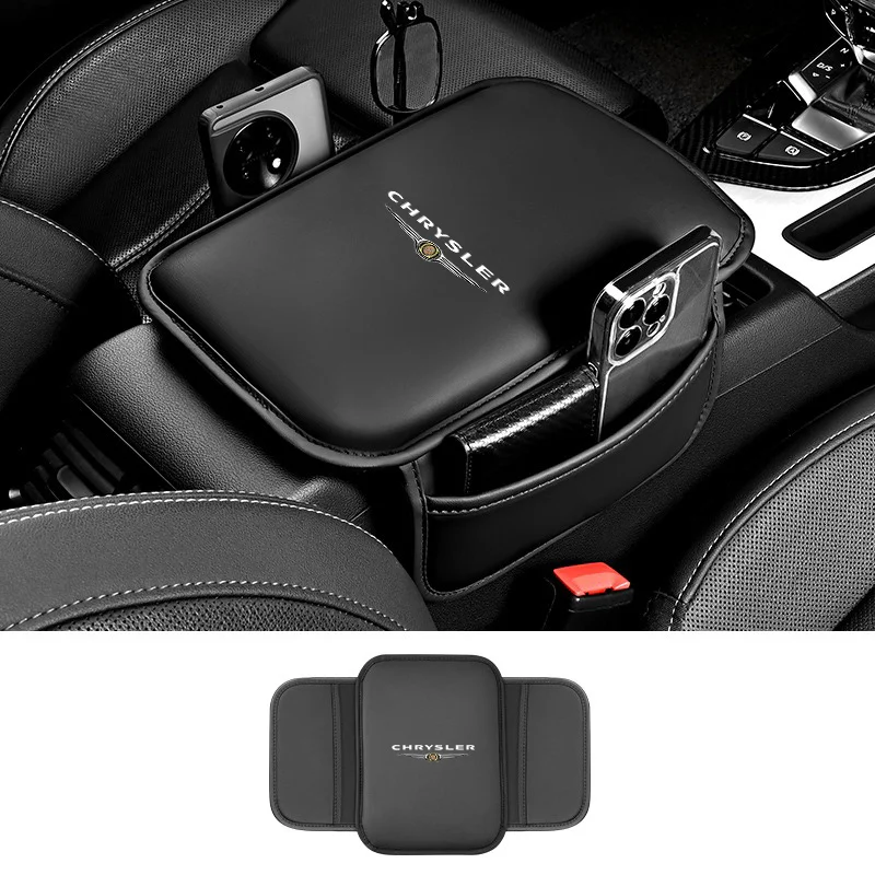Luxury Leather Car Armrest Box Cushion with Storage Pocket and Memory Foam Support