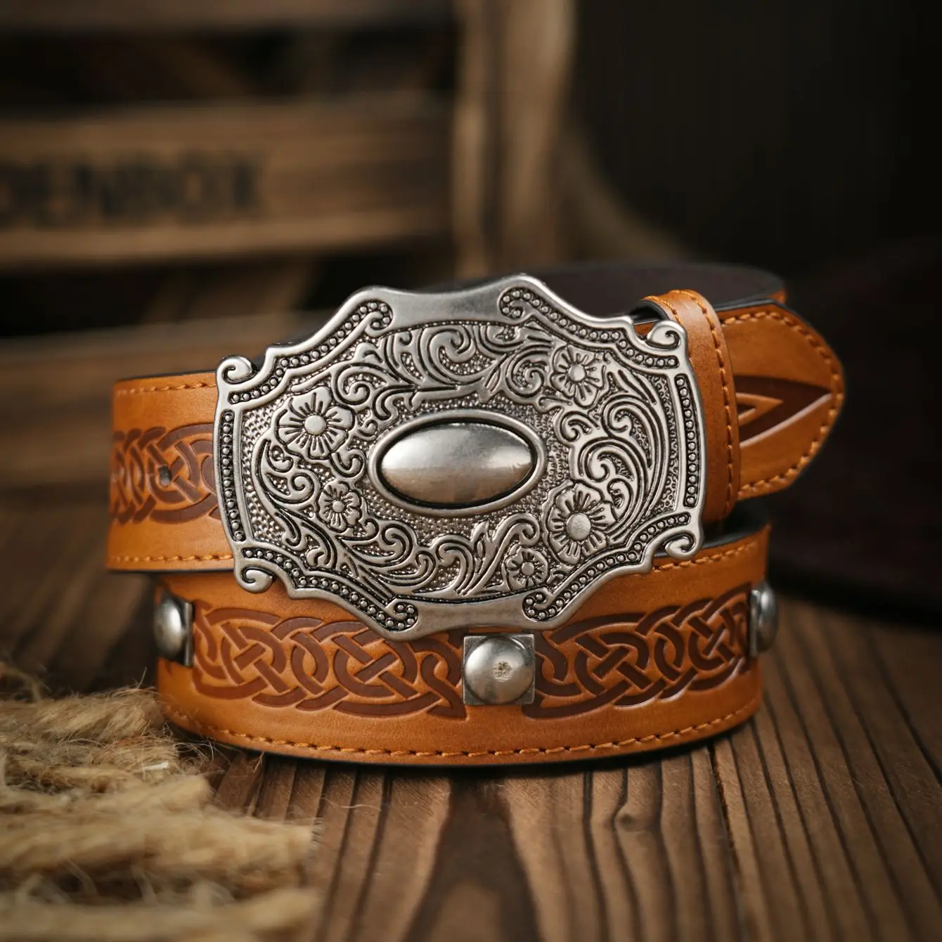 Ceinture Western en Cuir Pleine Fleur – Good Cowboy