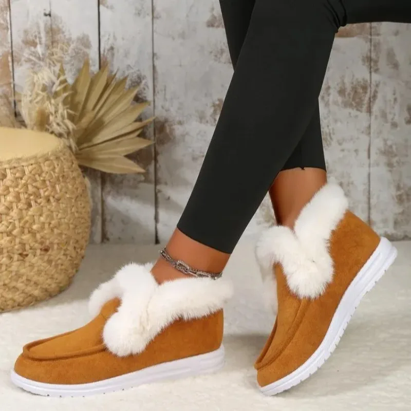 2023 Autumn and Winter New Foreign Trade Large Size Solid Color Suede Plus Fleece Sleeve Feet Comfortable Cotton Shoes