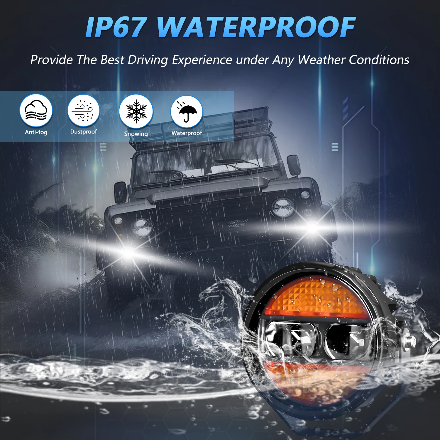 4inch LED Mile Headlight Bar Running Turn signal Boat Work Fog Motorcyle Light S