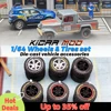 1/64 14mm Rubber Tires Tyre band letter & Diecast Car Wheels for 1:64 For Off-Road Dedicated to Pickup Trucks,Large Sedan(1 Set) 1
