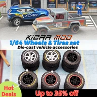 1/64 14mm Rubber Tires Tyre band letter & Diecast Car Wheels for 1:64 For Off-Road Dedicated to Pickup Trucks,Large Sedan(1 Set) 1