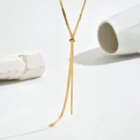 Collier Punk Long et plat en os de serpent pour femmes, chaîne en acier inoxydable, couleur or, en forme de Y, bijoux à breloques à la mode, vente en gros 5