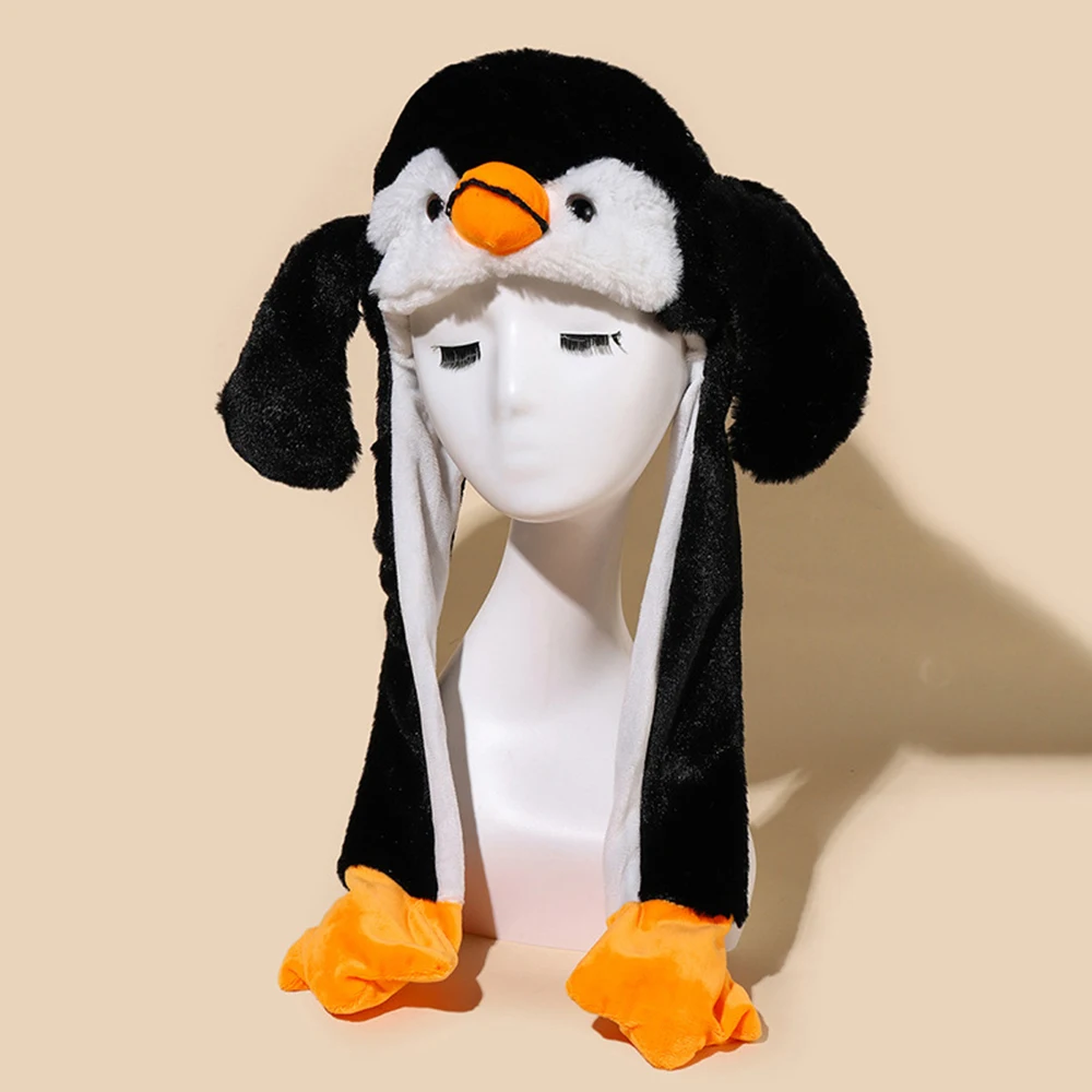 Autumn and Winter Plush Hats, Warm and Cute Ear Protection Hats, Cute Moving Cartoon Ear Hats,Black