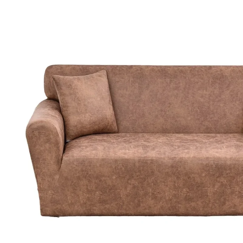 Solid color waterproof, dirty and non-slip sofa cover, single and double all-inclusive imitation cowhide non-slip sofa cover 5